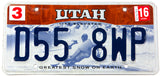 2016 Utah Greatest Snow on Earth car license plate in very good plus condition