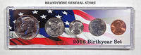 A 2016 Birth Year coin set which includes the Kennedy Half Dollar, America the Beautiful Quarter, Roosevelt Dime, Jefferson Nickel and Lincoln Cent for sale by Brandywine General Store
