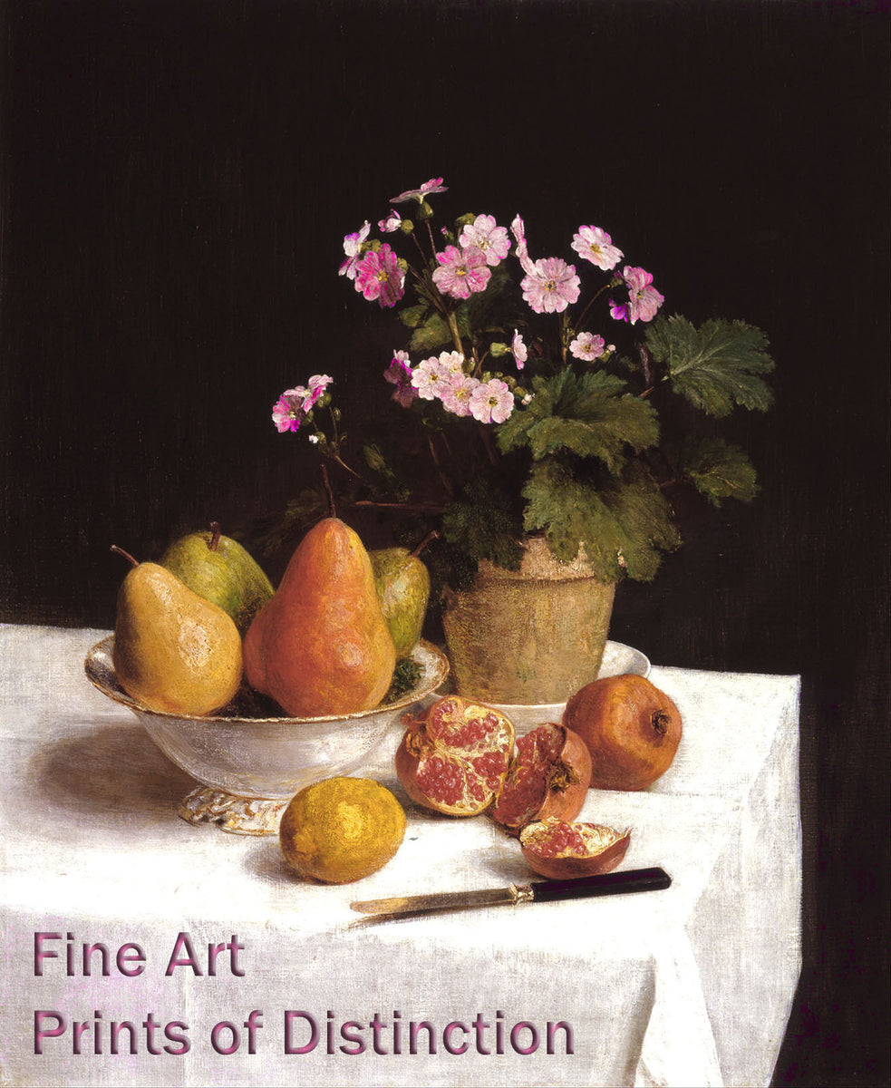 An archival premium Quality art Print of Still Life with Primroses and Pears by Henri Fantin Latour for sale by Brandywine General Store