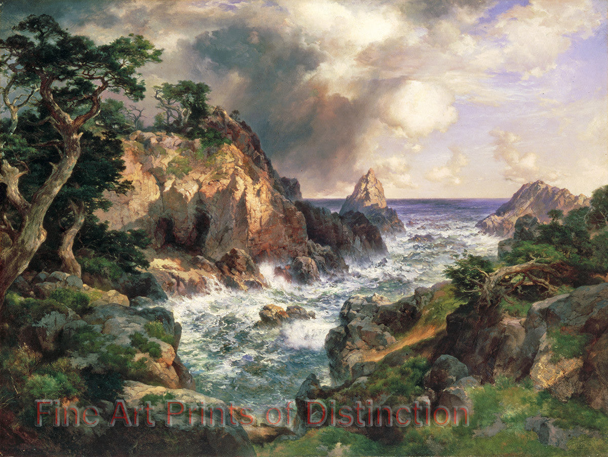 An archival premium Quality art Print of Point Lobos Monterey, California by Thomas Moran for sale by Brandywine General Store