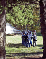 An archival premium Quality Art Print of Union Soldiers Firing Rifles at Droop Mountain for sale by Brandywine General Store