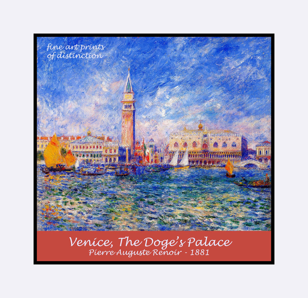 An archival premium Quality art Poster of Venice, The Doge's palace painted by Pierre Auguste Renoir in 1881 for sale by Brandywine General Store