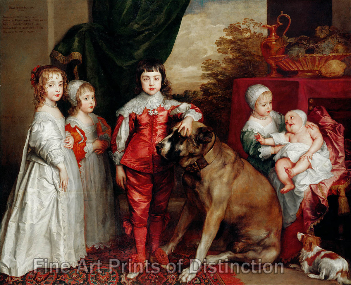 An archival premium Quality art Print of The Five Children of King Charles I by Anthony Van Dyck for sale by Brandywine General Store