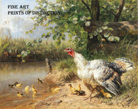 An archival premium Quality art Print of The Disobedient Children painted by the German Poultry artist Carl Jutz in 1886 for sale by Brandywine General Store