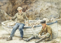 An archival premium Quality art Print of Bailing a Spiller painted by English artist Henry Scott Tuke in 1922 for sale by Brandywine General Store