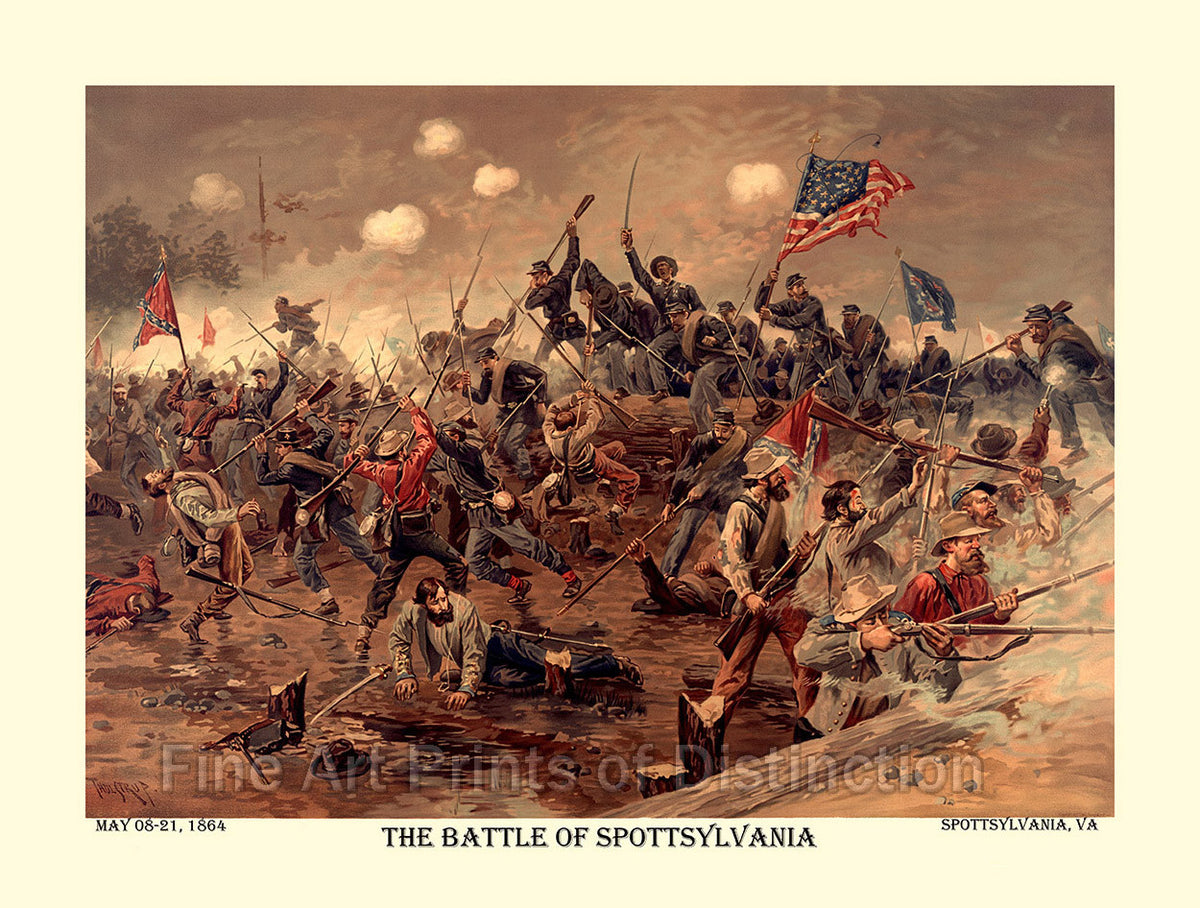 An archival premium quality Art Print of The Battle of Spottsylvania made from the original art by L. Prang and Co for sale by Brandywine General Store.