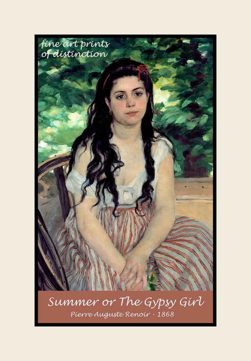 An archival premium Quality art Poster of Summer or The Gypsy Girl painted by Pierre Auguste Renoir in 1868 for sale by Brandywine General Store