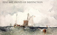 An archival premium Quality art Print of Fishing Vessels in a Choppy Sea painted by English artist Richard Parker Bonington in 1825 for sale by Brandywine General Store