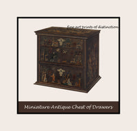 An archival premium Quality art poster print of an antique Miniature painted chest of drawers by the artist Charles Henning and sold by Brandywine General Store