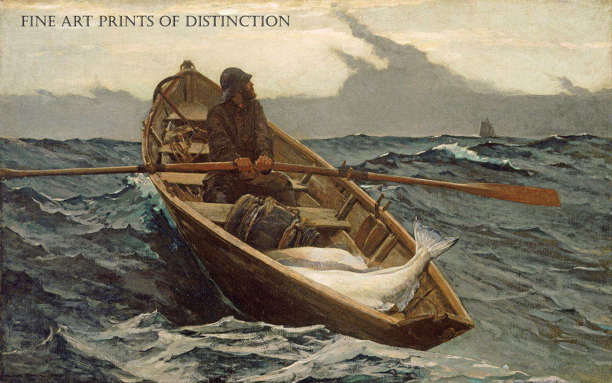 An archival premium Quality art Print of The Fog Warning painted by American Artist Homer Winslow in 1885 for sale by Brandywine General Store