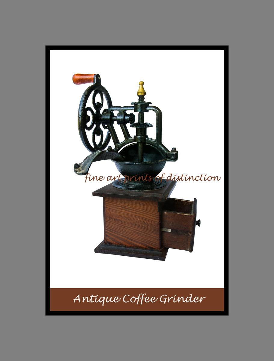 Antique coffee grinder painting finished in poster style print