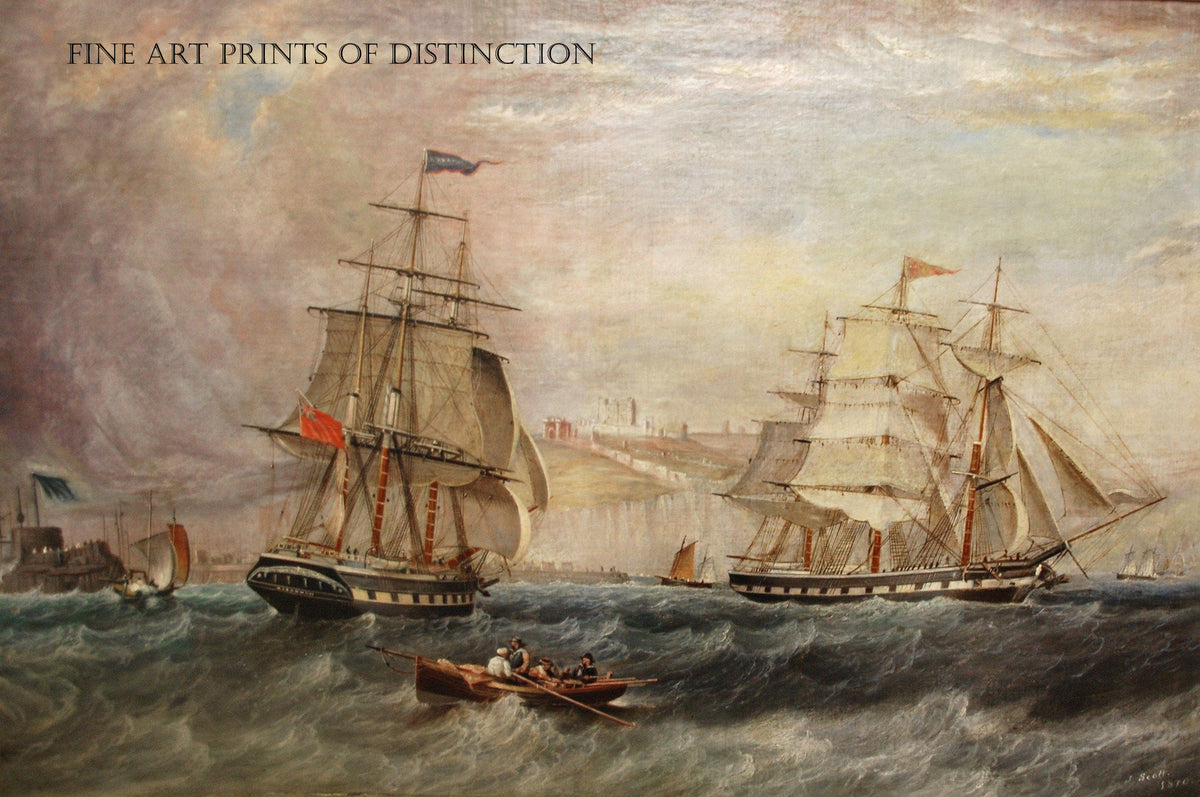 An archival premium Quality art Print of The Maranham off Dover painted by English artist John Scott in 1870 for sale by Brandywine General Store