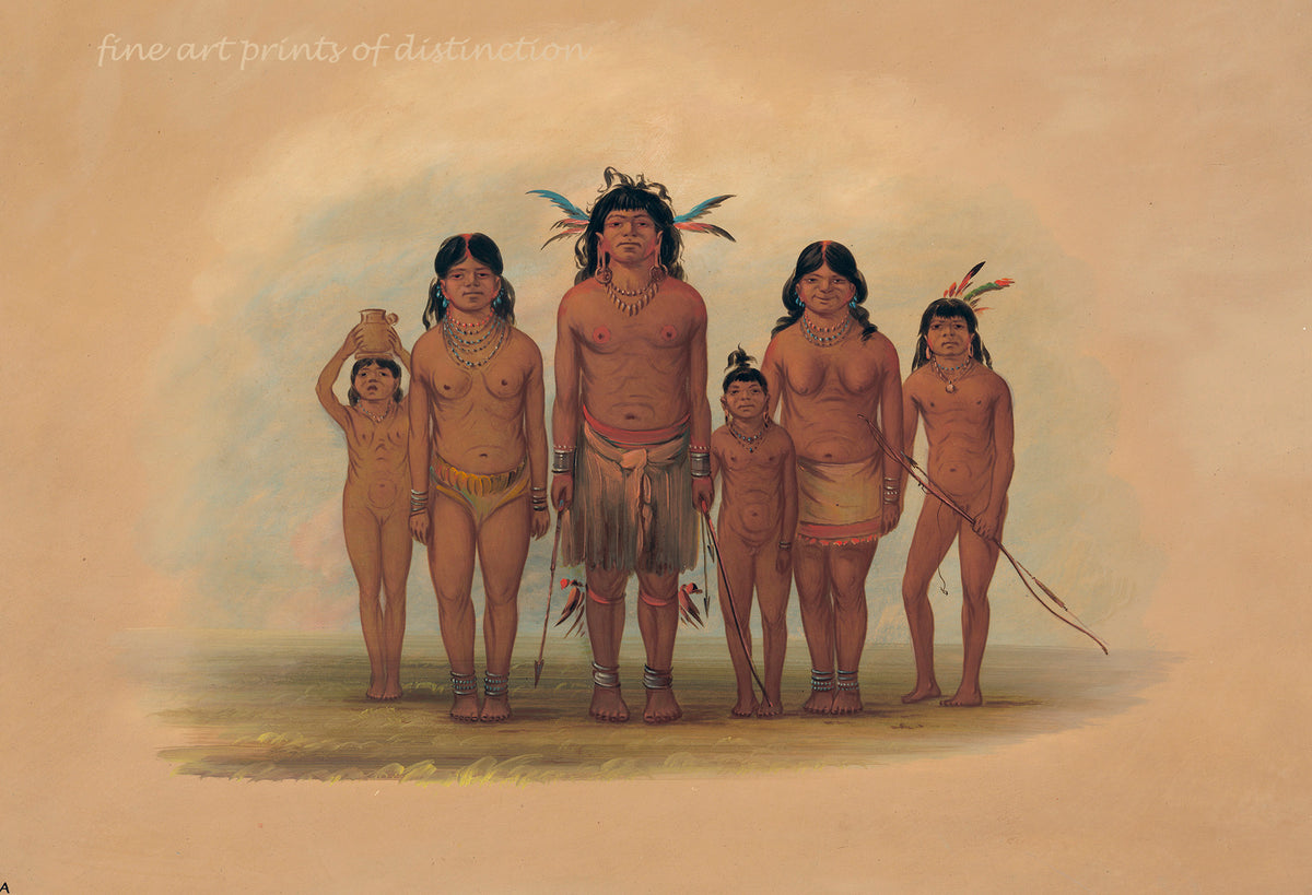 An archival premium Quality art Print of A Connibo Family by George Catlin for sale by Brandywine General Store