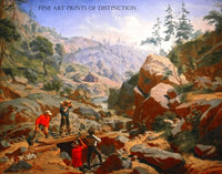An archival premium Quality art Print of Miners in the Sierras painted by German American artists Charles Christian Nahl and August Wenderoth in 1852
