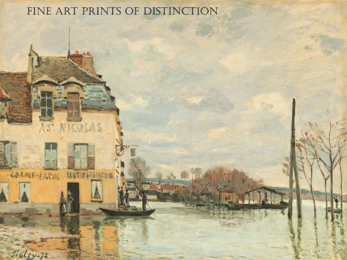 An archival premium Quality art Print of Flood at Port Marly painted by French artist Alfred Sisley in 1872 for sale by Brandywine General Store