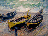 An archival premium Quality art print of Three Fishing Boats painted by French Impressionist artist Claude Monet in 1886 for sale by Brandywine General Store