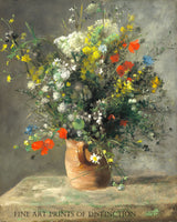 An archival premium Quality art Print of Flowers in a Vase painted by French Impressionist artist Pierre Auguste Renoir in 1866 for sale by Brandywine General Store