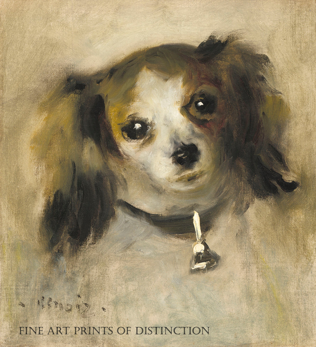 An archival premium Quality Art Print of Head of a Dog painted by the French Impressionist artist Pierre Auguste Renoir in 1870 for sale by Brandywine General Store