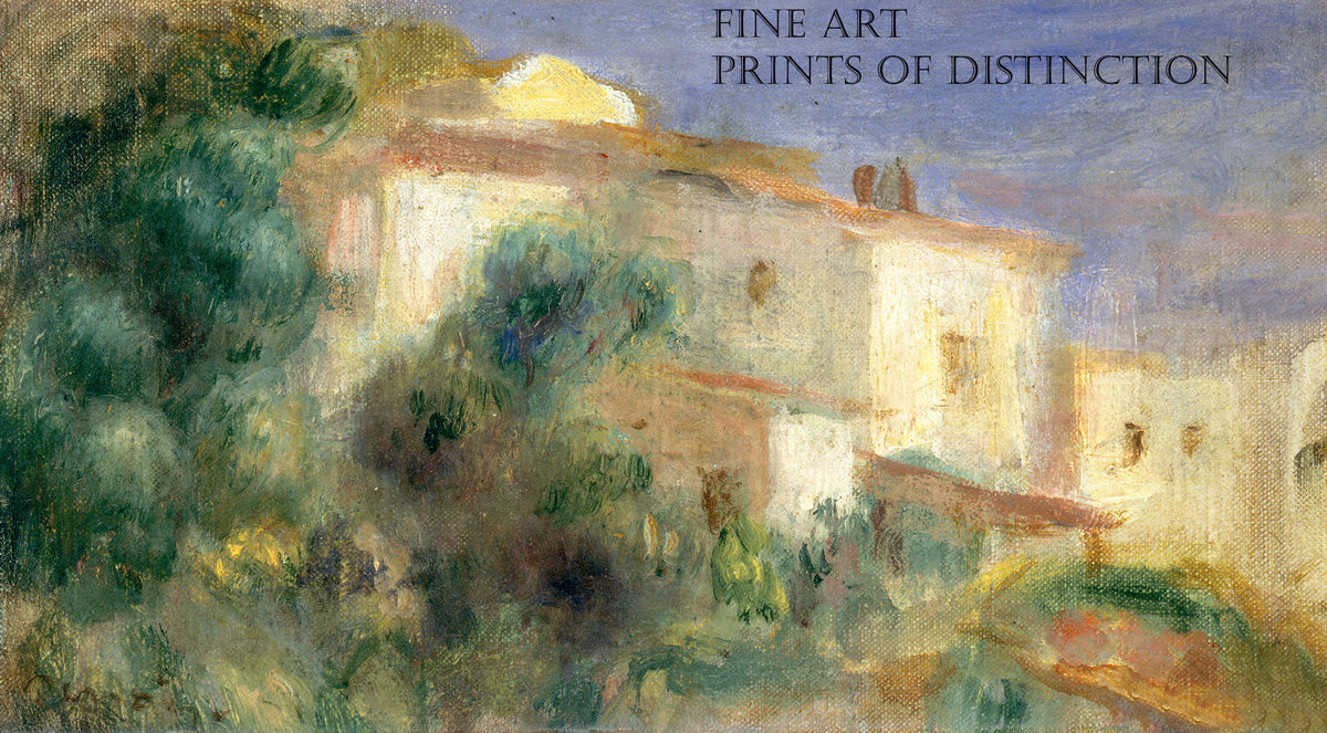 An archival premium Quality Art Print of Maison de la Poster, Cagnes painted by French Impressionist artist Pierre Auguste Renoir in 1907 for sale by Brandywine General Store