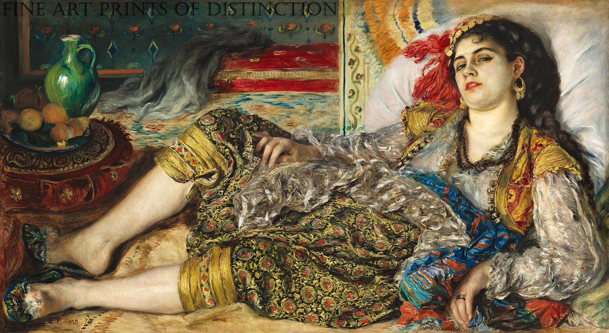 An archival premium Quality Art Print of Odalisque painted by French Impressionist artist, Pierre Auguste Renoir in 1870 for sale by Brandywine General Store