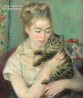 An archival premium Quality art Print of Woman with a Cat painted by Auguste Pierre Renoir in 1875 for sale by Brandywine General Store