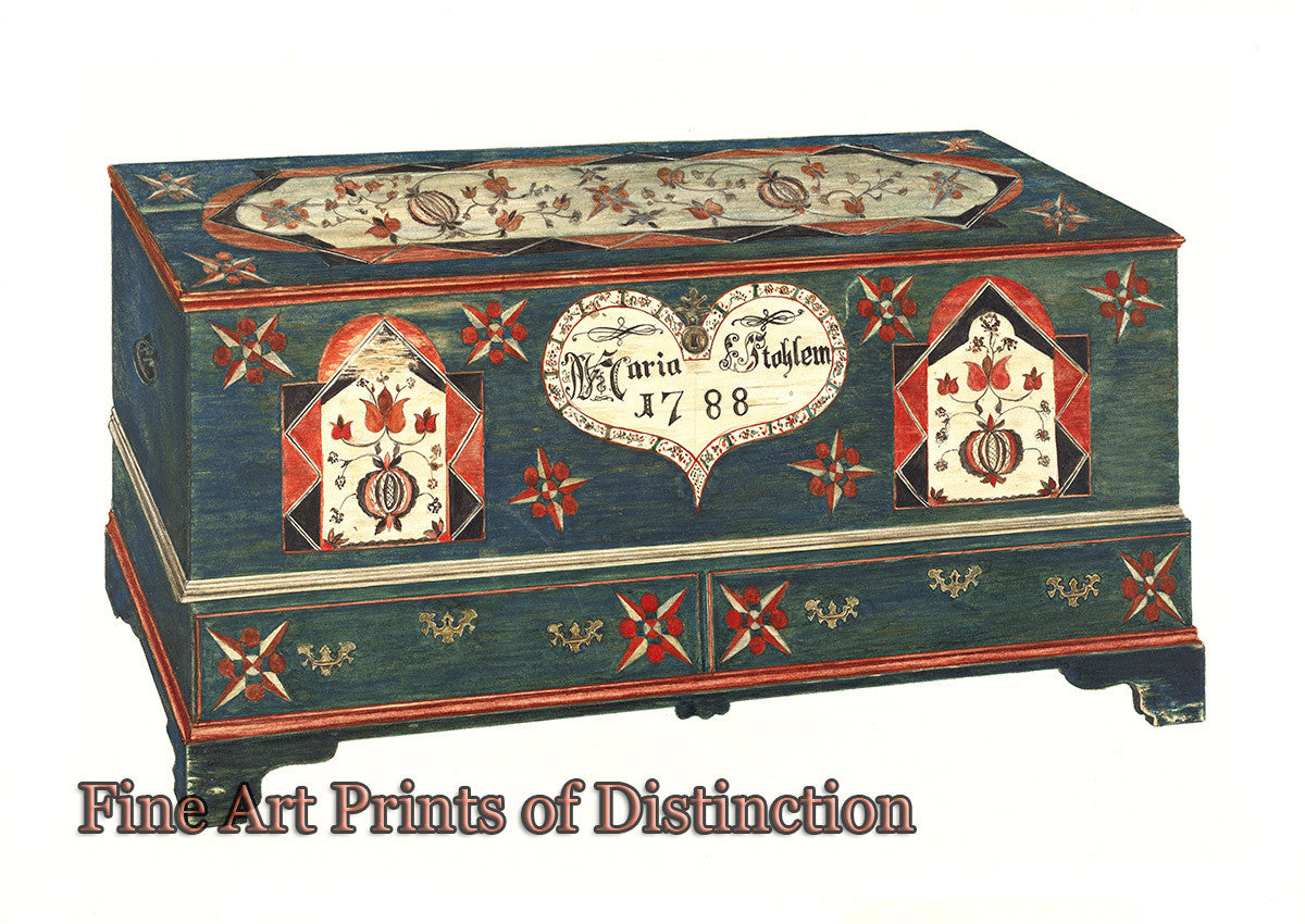 An archival premium Quality Art Print of a Pennsylvania Dutch Dower Chest for sale by Brandywine Genearal Store