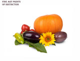 An archival premium Quality Art Print of Fall Still Life with Pumpkin, Eggplant and Vegetables for sale by Brandywine General Store