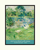 An archival premium Quality Poster of Girl in a Boat with Geese painted by Morisot Berthe in 1889 for sale by Brandywine General Store