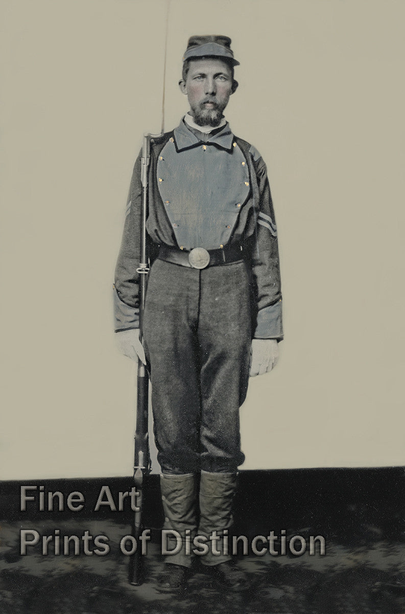 An archival premium Quality Art Print of a Confederate Soldier, Corporal Samuel H. Overton for sale by Brandywine General Store