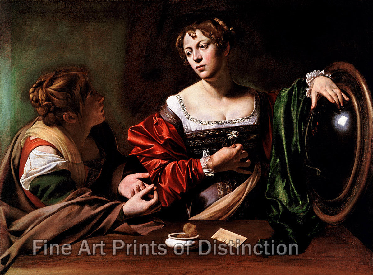 An archival premium Quality art Print of Martha and Mary Magdalene painted by Caravaggio for sale by Brandywine General Store