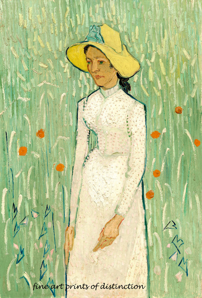 An archival premium Quality art Print of Girl in White painted by Vincent Van Gogh in 1890 for sale by Brandywine General Store