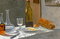 An archival premium Quality art Print of Still Life with Bottle, Carafe, Bread and Wine painted by Claude Monet in 1863 for sale by Brandywine General Store