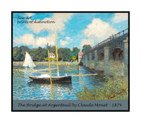 An archival premium quality poster of The Bridge at Argenteuil painted by the artist Claude Monet in 1874 for sale by Brandywine General Store