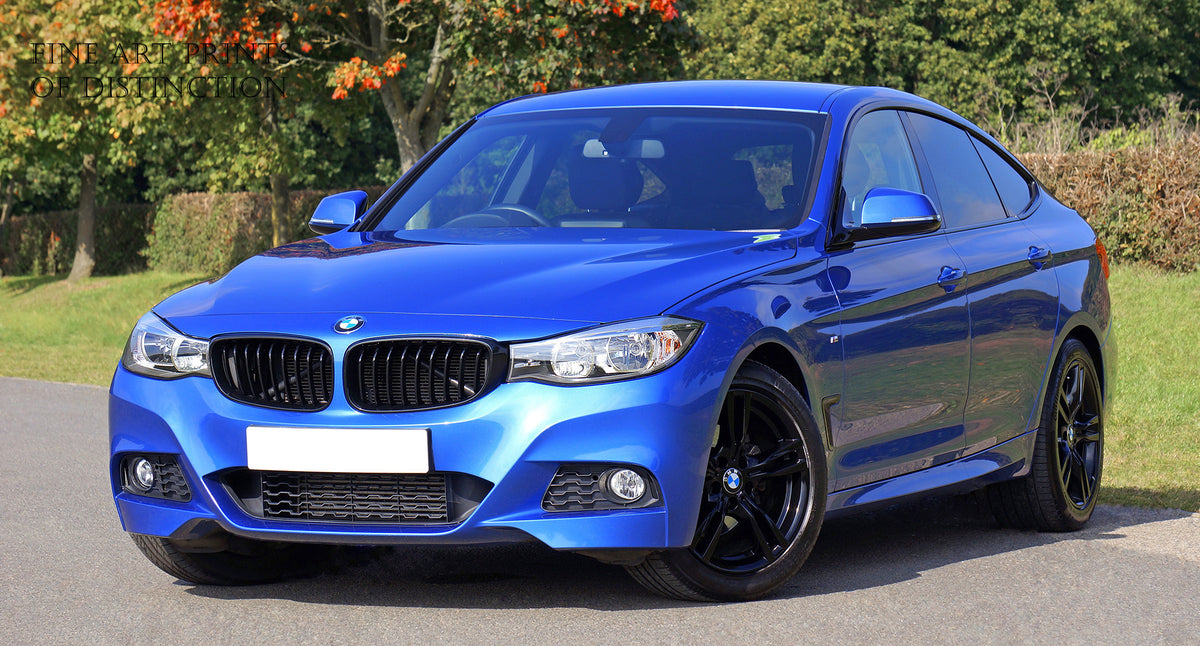 BMW Blue Sedan Car Premium Print