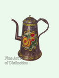 An archival premium Quality art Print of a Coffee Pot with PA Dutch Design by Wayne White for sale by Brandywine General Store