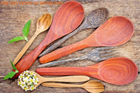 An archival premium Quality Art Print of Wooden Kitchen Spoons with Sprigs of Green Herbs for sale by Brandywine General Store