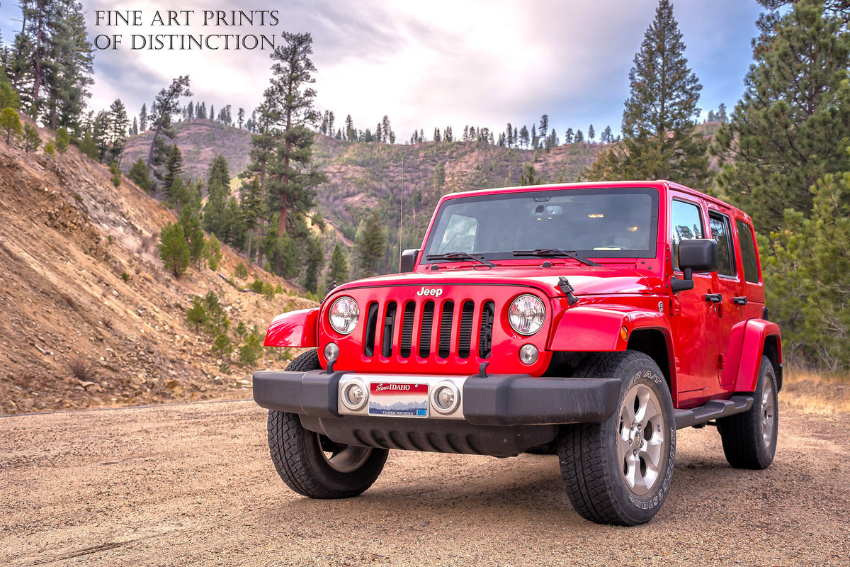 Jeep Wrangler Red Off Road Vehicle premium print
