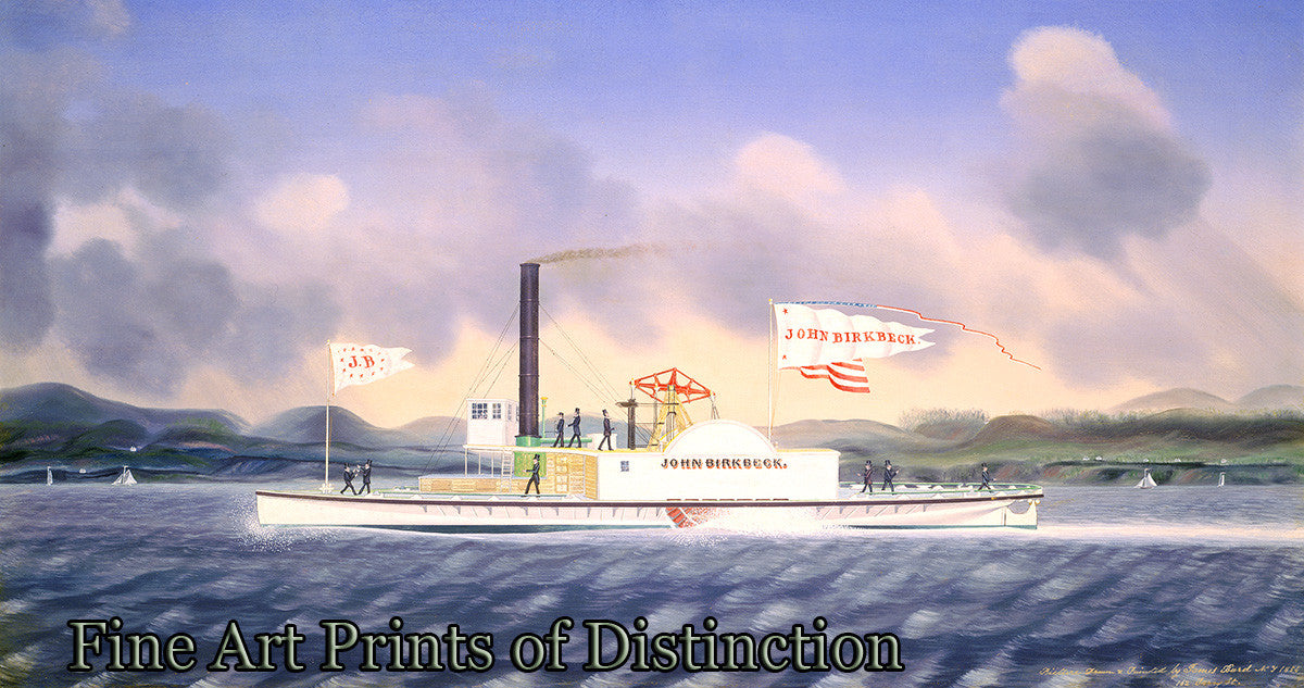 An archival premium quality folk art Print of Towboat John Birkbeck by James Bard for sale by Brandywine General Store
