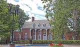 Elizabeth Moore Hall with Large Streetlamps at WVU
