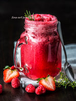 An archival premium Quality art Print of a Red Smoothie Surrounded by Red Berries for sale by Brandywine General Store