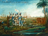 An archival premium Quality art Print of The First Landing of Christopher Columbus painted by folk artist Frederick Kimmelmeyer around 1805 for sale by Brandywine General Store