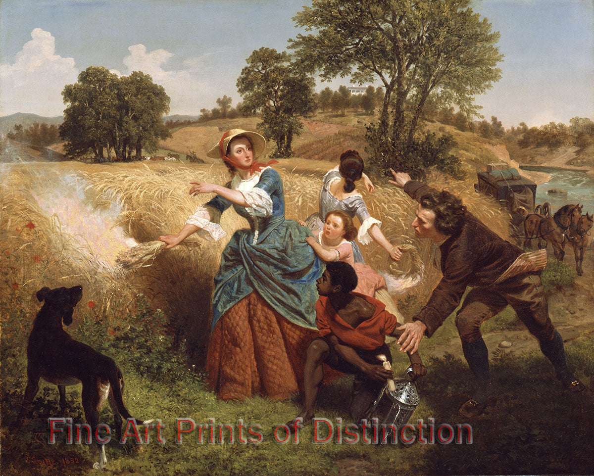 An archival premium Quality art Print of Mrs. Schuyler Burning her Wheat Fields on the Approach of the British by Emanuel Gottlieb Leutze for sale by Brandywine General Store