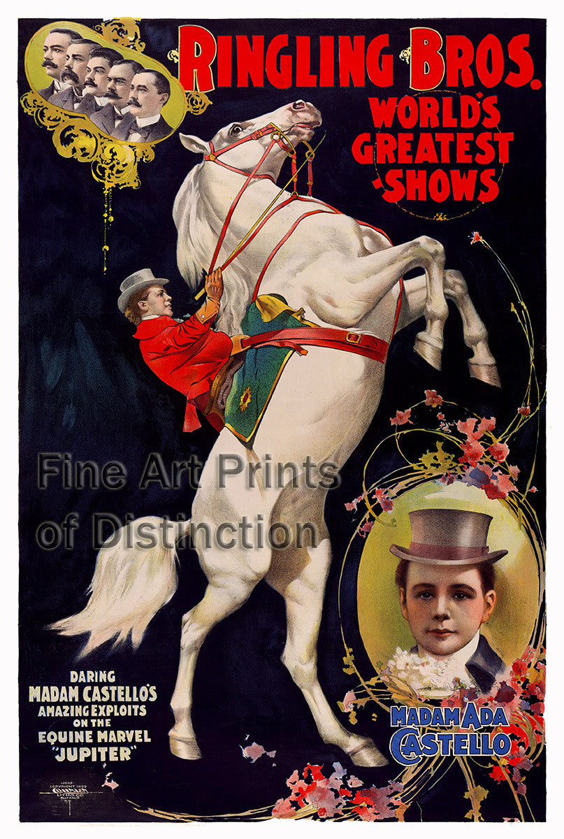Ringling Brothers Circus Poster with Madam Castello and Jupiter