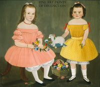 An archival premium Quality art Print of The Burnish Sisters painted by American folk artist William Matthew Prior in 1854 for sale by Brandywine General Store