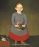 An archival premium Quality Print of Girl with Toy Rooster painted by an Unknown American Artist around 1840 for sale by Brandywine General Store