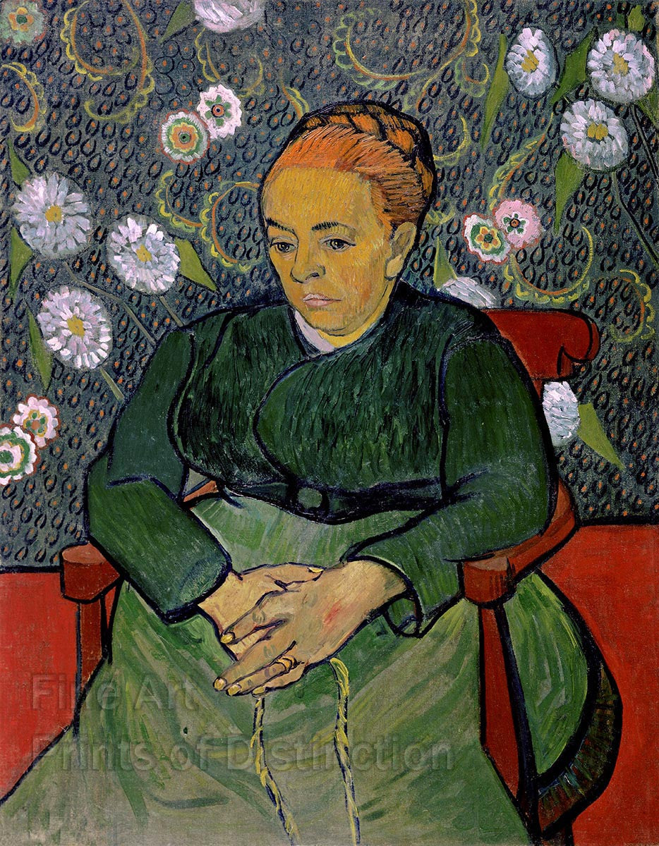 An archival premium Quality art print of the Portrait of Madame Roulin painted by Dutch Impressionist artist Vincent Van Gogh in March 1888 at Arles, France for sale by Brandywine General Store