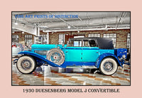 1930 Duesenberg Model J Convertible Car Premium Poster