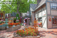 An archival premium Quality art Print of The Shops at Pin Oak Plaza with Red Flowers in the city of Gatlinburg Tennessee for sale by Brandywine General Store