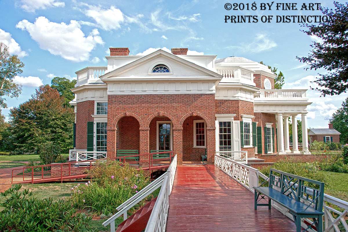 North Side of Monticello with Three Arch Plaza Art Print