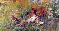 An archival premium Quality Art Print of a Family of Foxes painted by Swedish Artist Bruno Liljefors in 1886 for sale by Brandywine General Store
